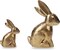 Golden Bunny Figurines, Wooden Bunny Decor, Small Easter Rabbit Statue Set of 2, Vintage Easter Decorations, Bunny Decorations for Home, Spring Decor, Gift